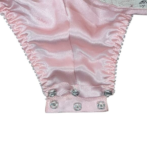 Vintage Victoria's Secret Gold Label Teddy Size P Pink Polyester Lace Lingerie - Picture 9 of 13